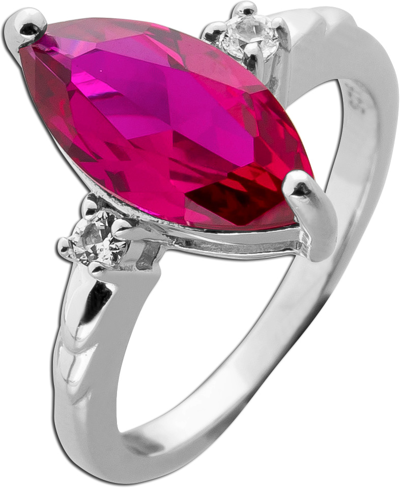 Rubin Ring Silber 925 roter Labor Edelstein weiße Lab Grown Saphir Edelsteine 18
