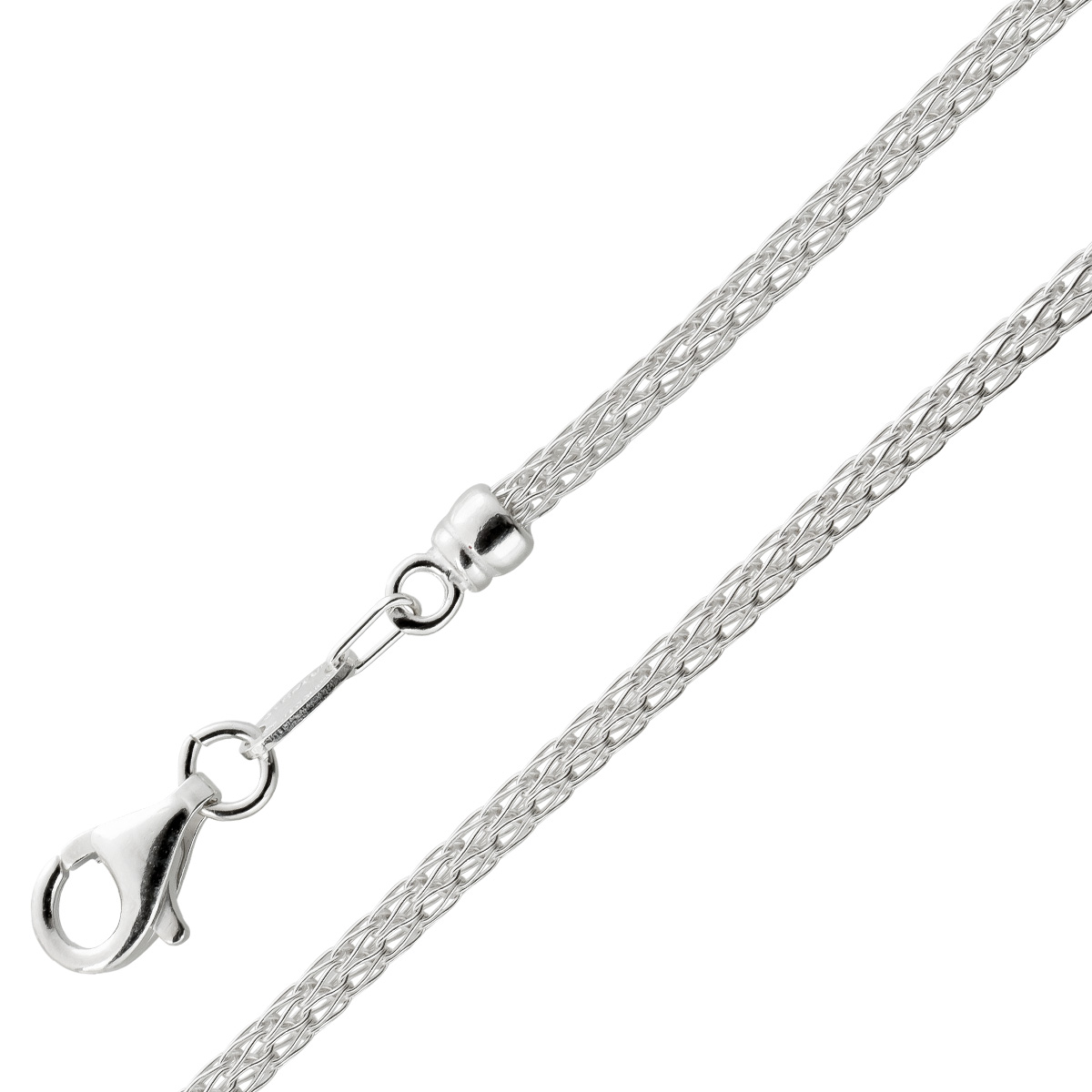 Zopfkette Sterling Silber 925 rhodiniert 42