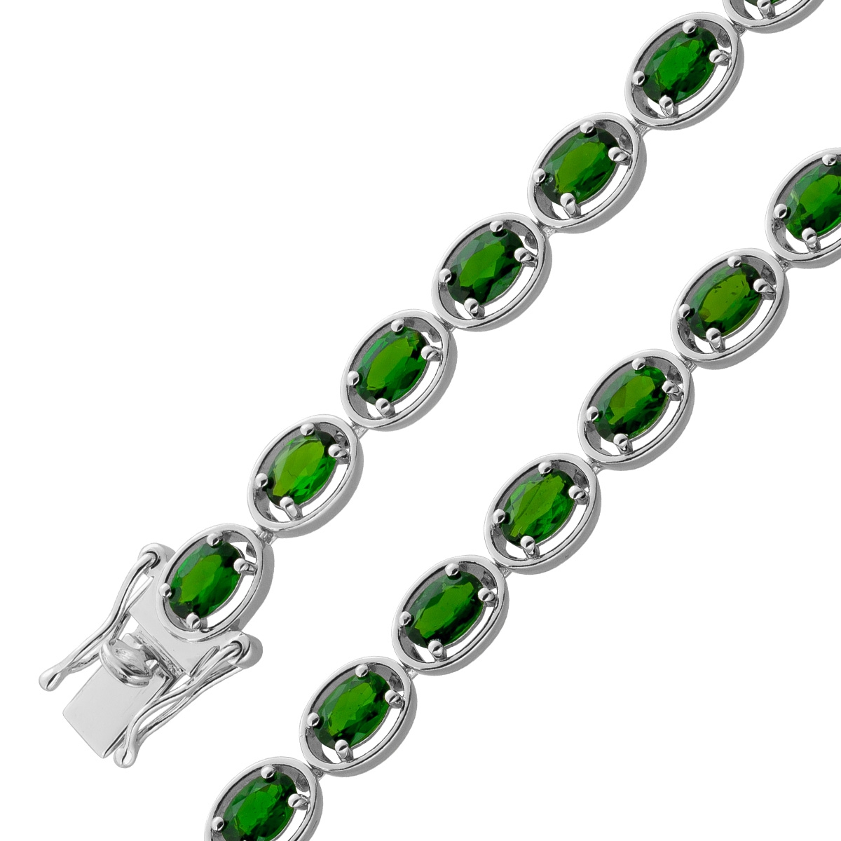 Tennisarmband Silber 925 nat Chromdiopsit Edelsteine 7.9-8.8ct 18