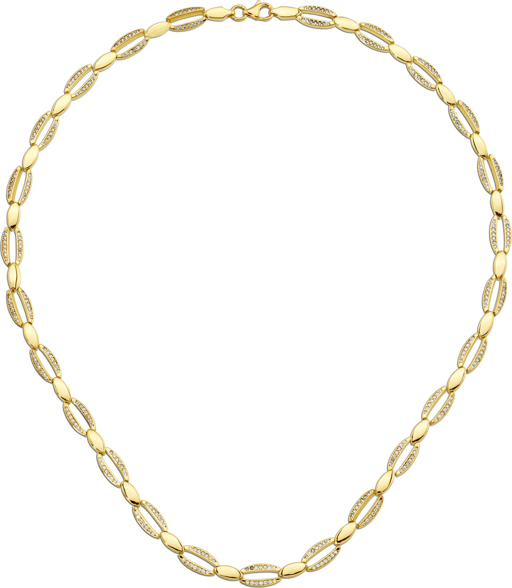 Kette Collier Gelbgold 333 weiße Zirkonia 45 Kette Collier Gelbgold 333 weiße Zirkonia 45