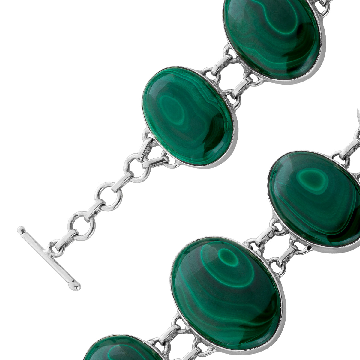 Malachit Armband Silber 925 grüne Edelsteine 100ct 20