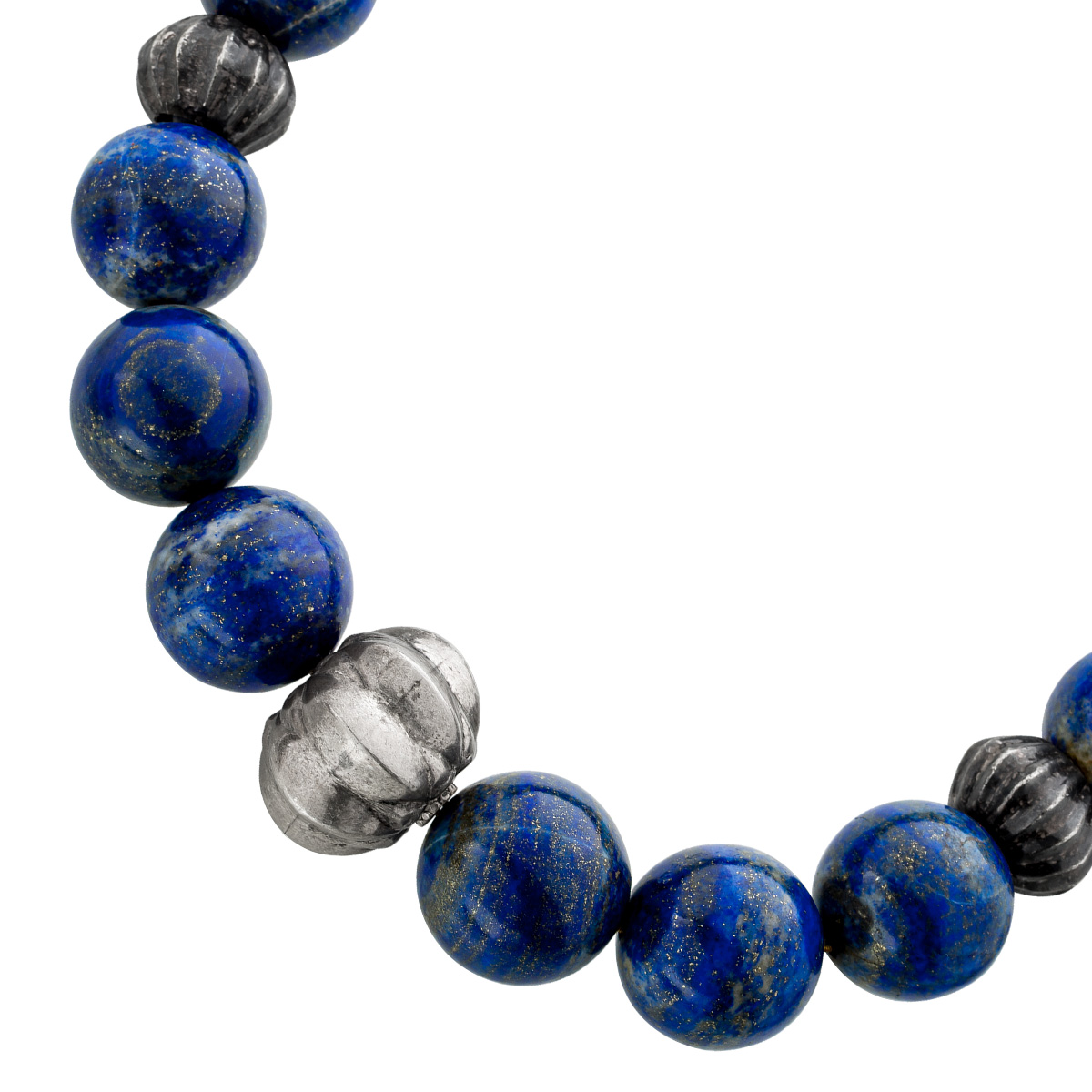 Lapislazuli Kette Silber 925 azurblaue Edelsteine 1800ct. Antikschmuck 60