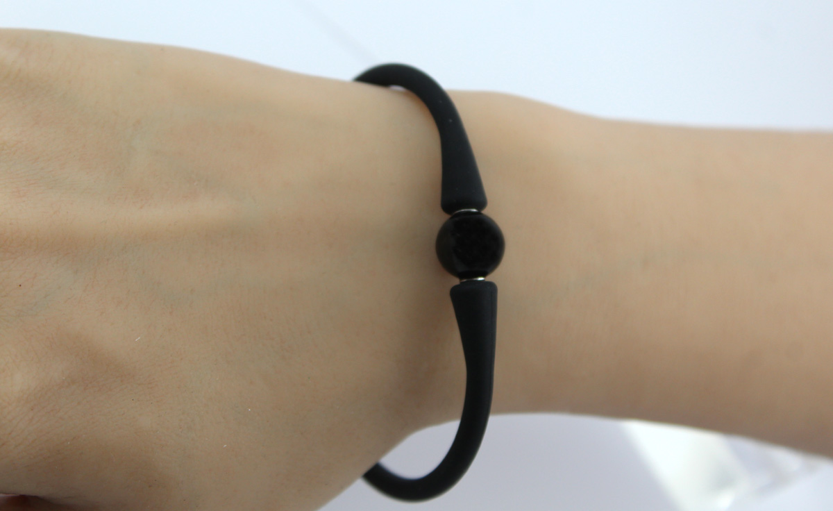 Schorl Bracelet Silicone Black Natural Gemstone 18