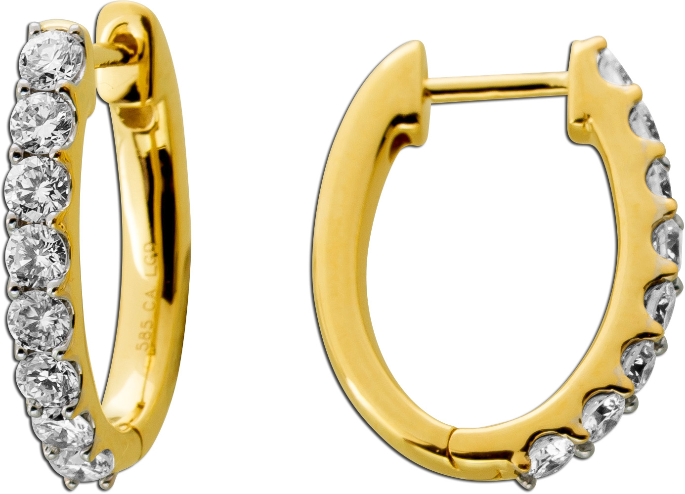 Brillant Creolen 1ct Gold 585 14K Lab Grown Diamanten IGI Zertifikat