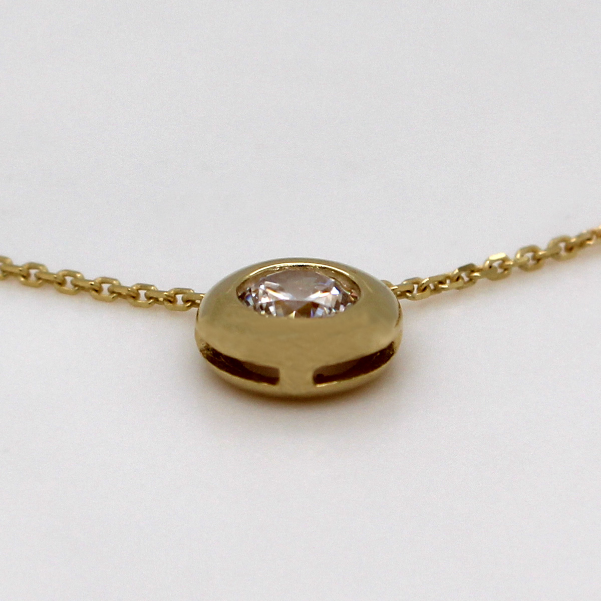 Solitaire Collier Yellow Gold 333 8K White Zirconia Stone 43