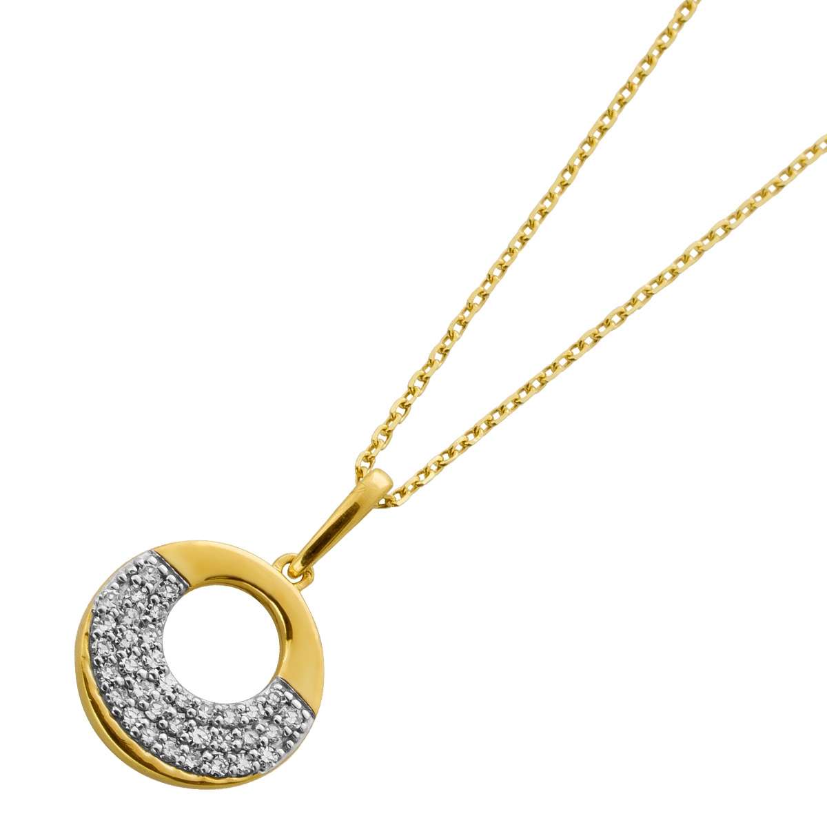 Circle Pendant Gold Chain Gold 375 9K Natural Diamonds 0.14ct 45