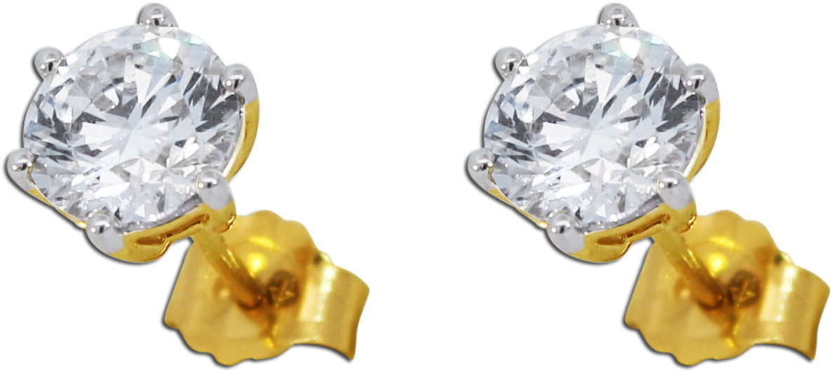 Solitär Ohrstecker 1.50ct F VSI Gelbgold 585 14K Lab Grown Diamanten