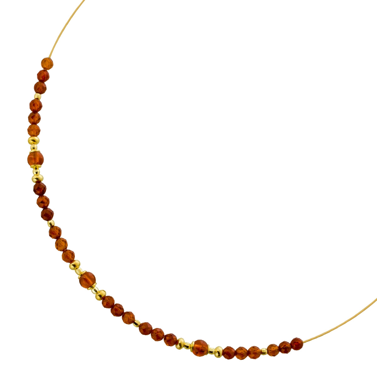 Garnet Neck Ring Yellow Gold Plated Orange-Cognac Natural Gemstones 45