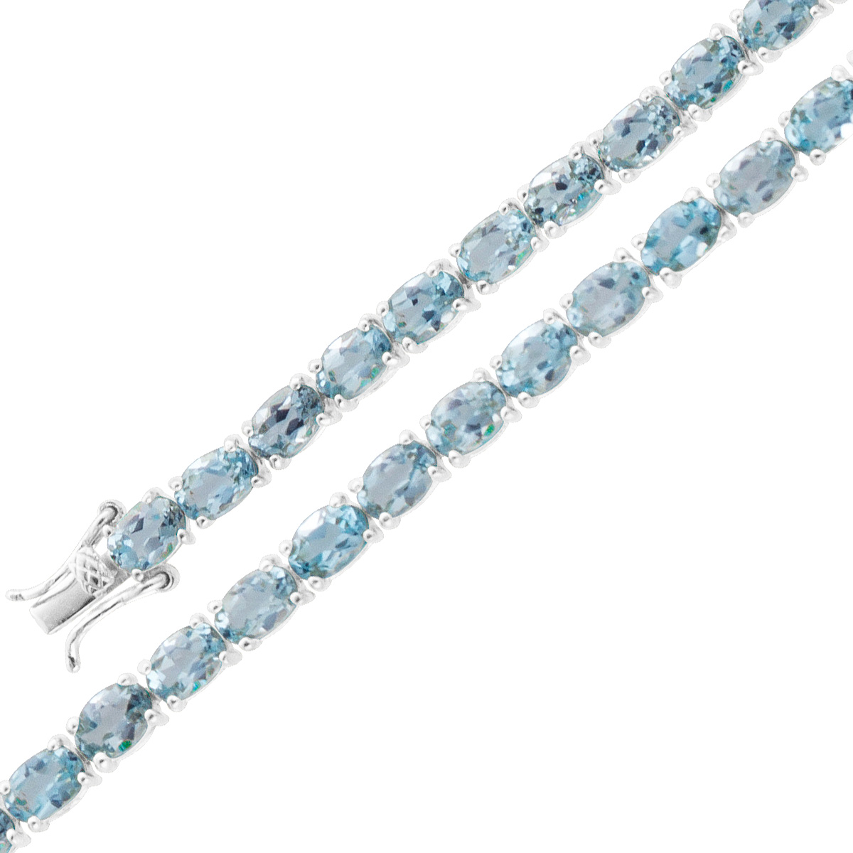 Blautopas Armband Silber 925 wasserblaue Edelsteine 18