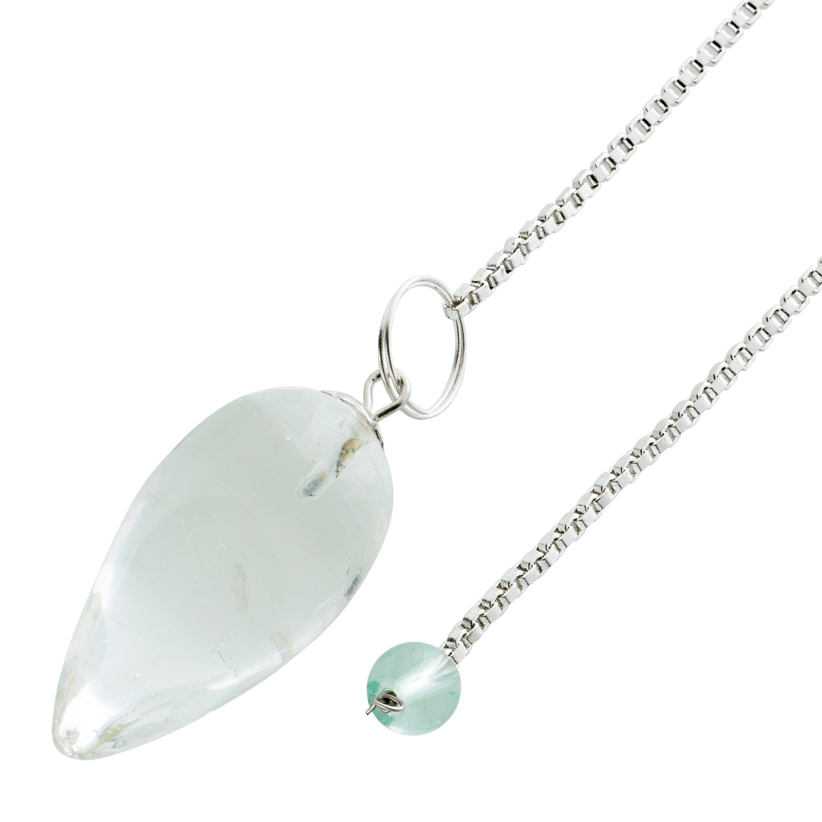 Pendulum Curb Chain Rock Crystal Silver-Plated Metal Berk PE-002-BK Handcraft