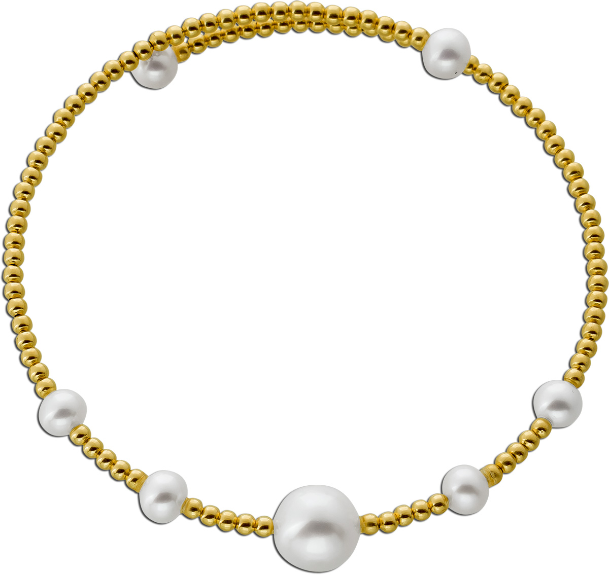 Flexibler Armreif Gelbgold 585 Süßwasser Zuchtperlen 99