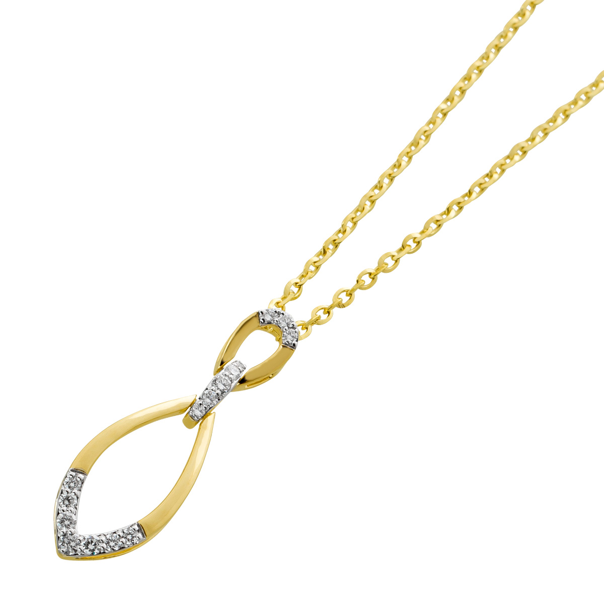 Kette Anhänger Gelbgold 585 15 Brillanten 0.13ct TW VSI Weißgold 14K 45 Kette Anhänger Gelbgold 585 15 Brillanten 0.13ct TW VSI Weißgold 14K 45