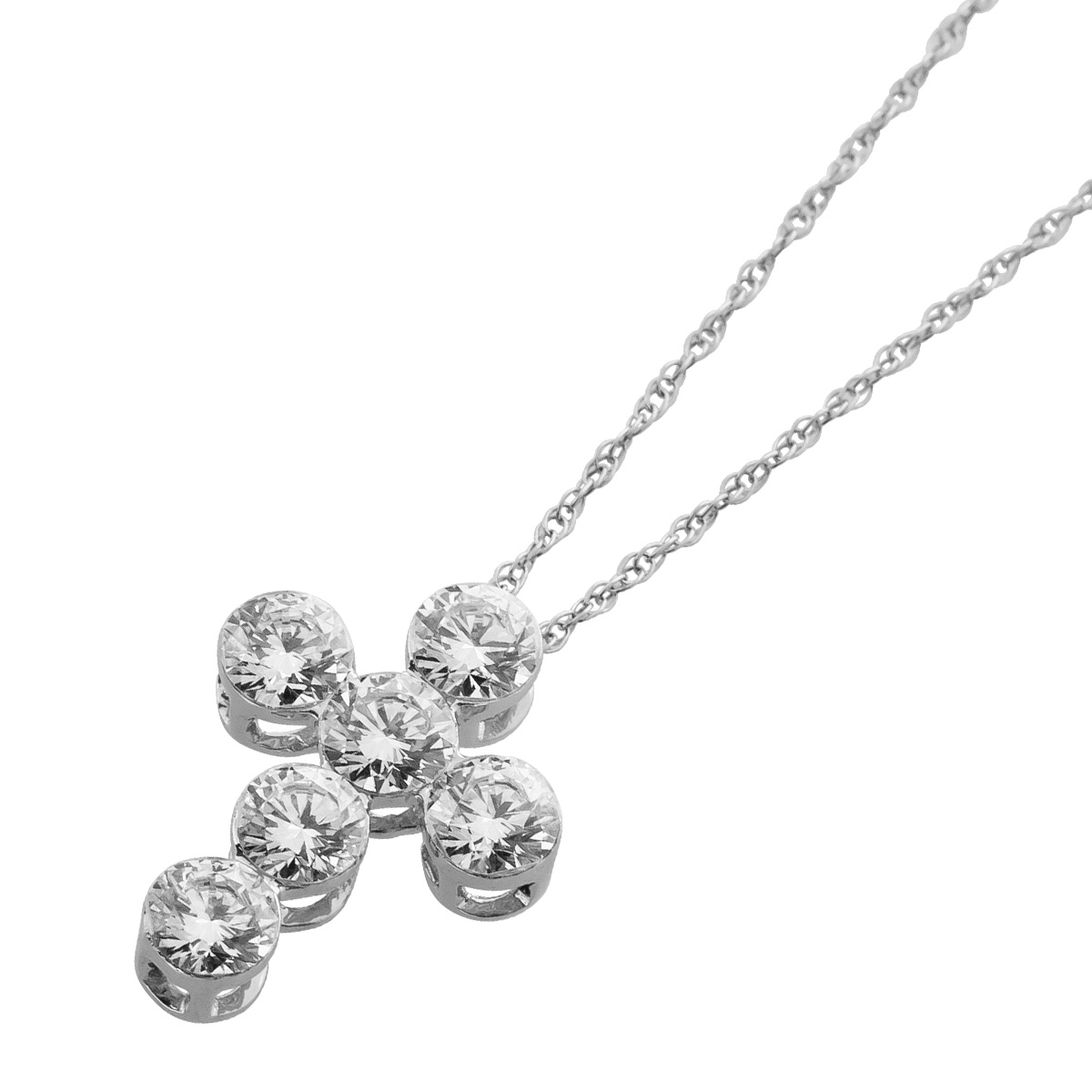 Brillant Kreuz Anhänger Kette Weißgold 585 14K Lab Grown Diamanten 1ct 45