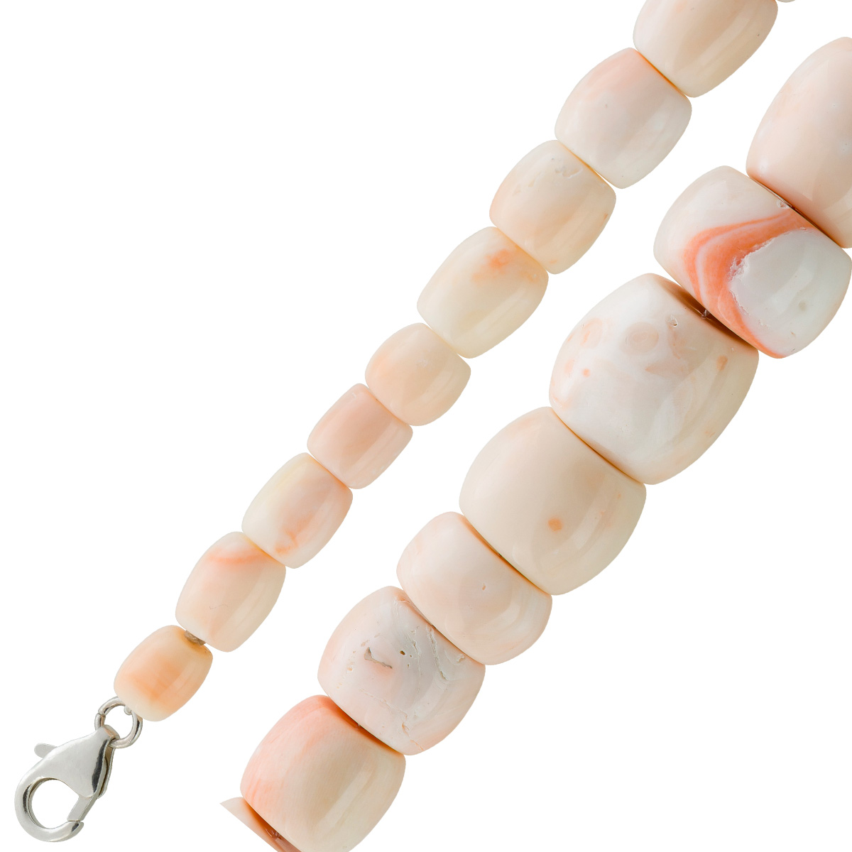 Korallenkette rosa weiße Angel Skin Korallen 7-21mm 63cm 63 Korallenkette rosa weiße Angel Skin Korallen 7-21mm 63cm 63