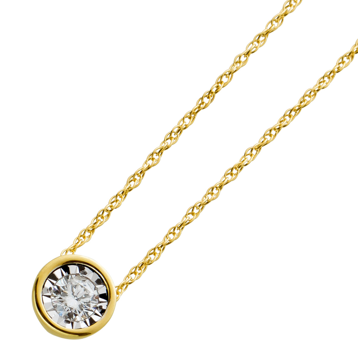 Solitär Singapurkette Gelbgold 585 14 Karat Brillant 0.10ct W SI 46 Solitär Singapurkette Gelbgold 585 14 Karat Brillant 0.10ct W SI 46