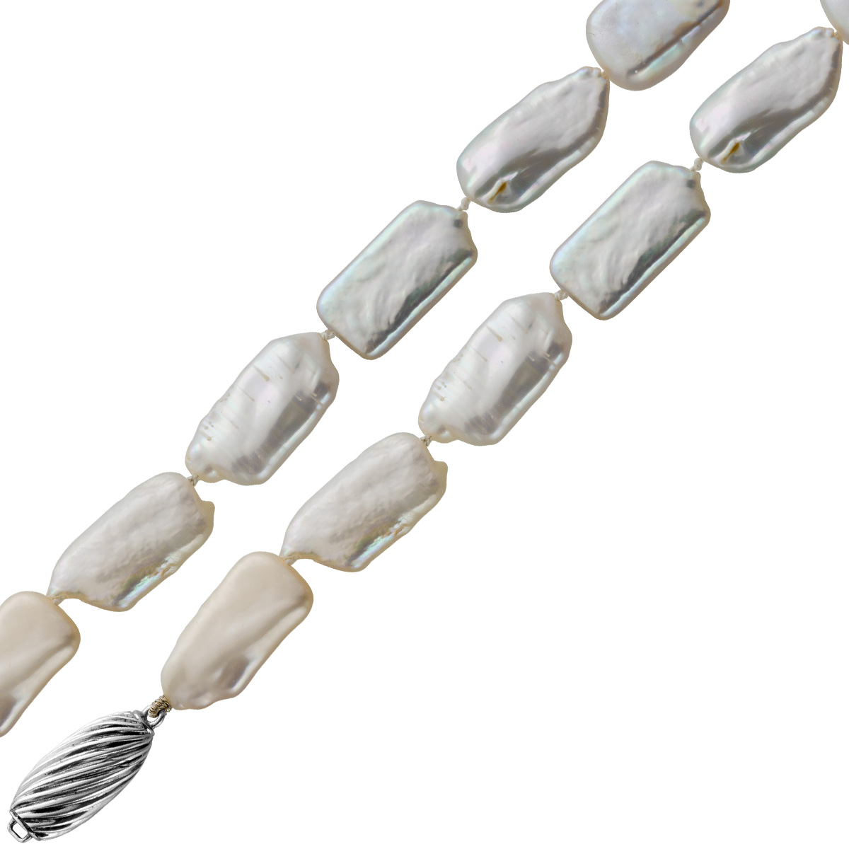 Perlenkette Japanische Biwaperlen Astform rose-weiß-silber Lustre 44 Perlenkette Japanische Biwaperlen Astform rose-weiß-silber Lustre 44
