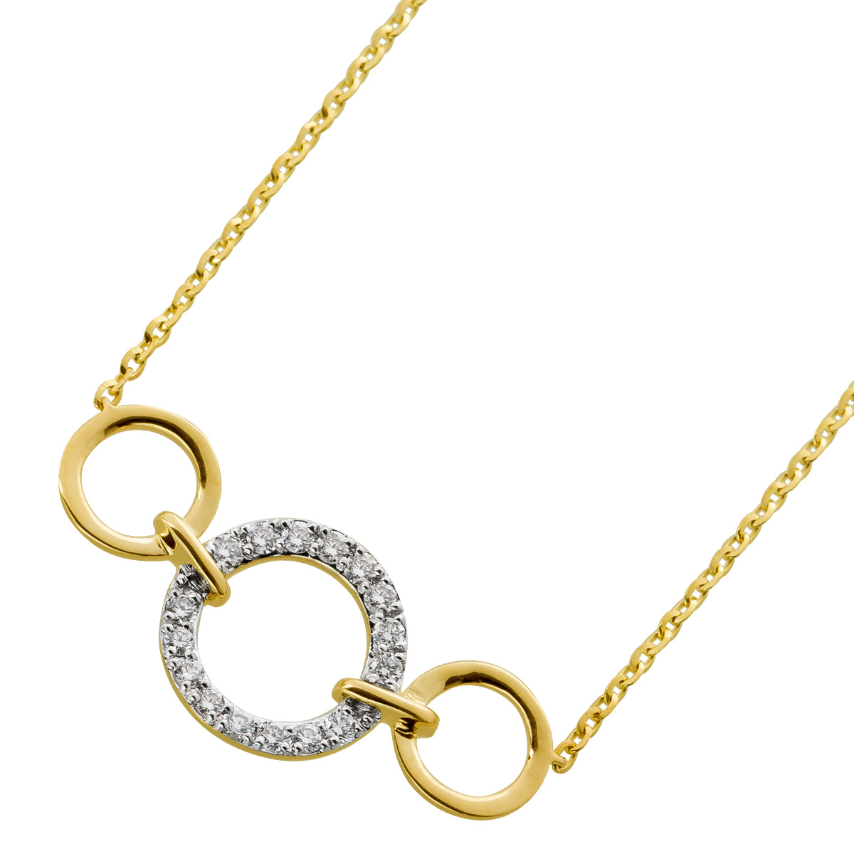 Ankerkette Anhänger Gelbgold 585 16 Brillanten 0.29ct TW VSI Weißgold 45 Ankerkette Anhänger Gelbgold 585 16 Brillanten 0.29ct TW VSI Weißgold 45