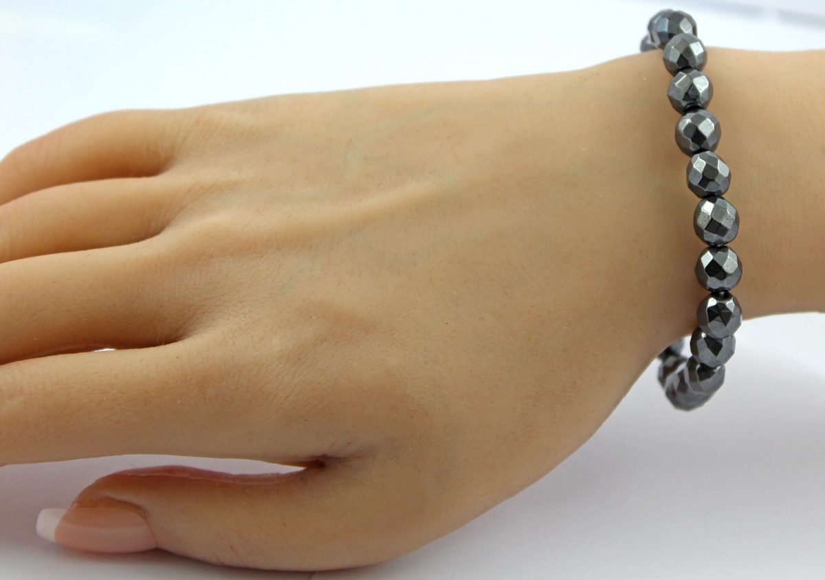 Hematite Bracelet Black Natural Gemstone Flexible
