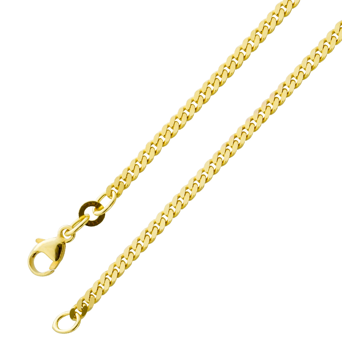 Panzerkette 2,4mm Gelbgold 585 14 K massiv poliert flach Cuban Link 55
