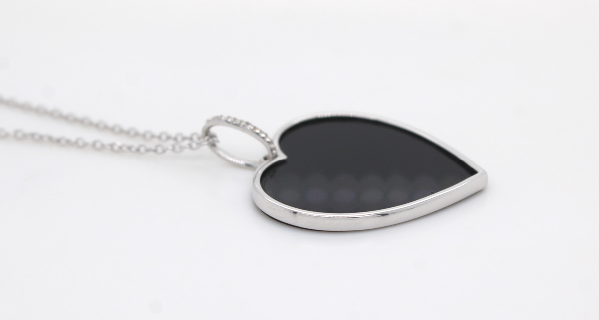 Onyx Topaz Heart Necklace Silver 925 Natural Gemstones 47