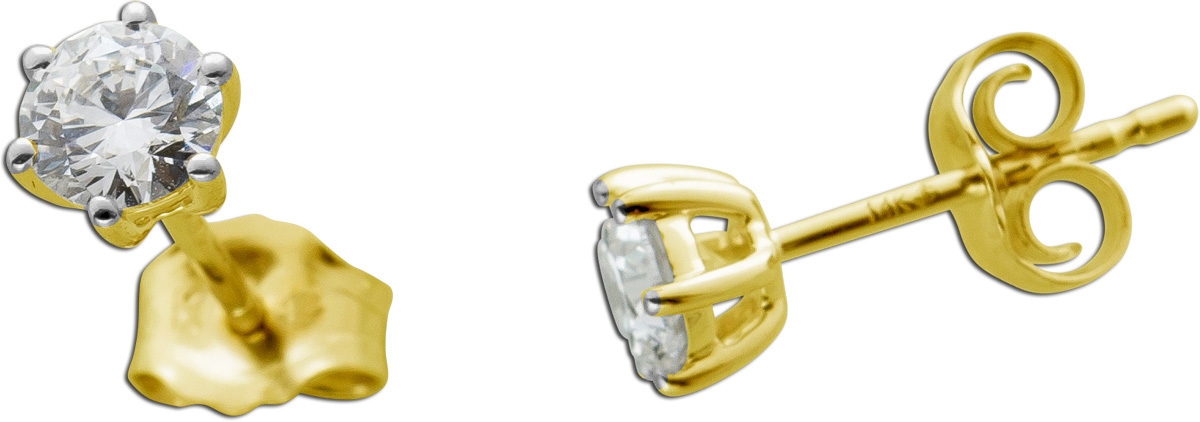 Solitär Ohrstecker 0.50ct F VS Lab Grown Diamonds Gelbgold 585