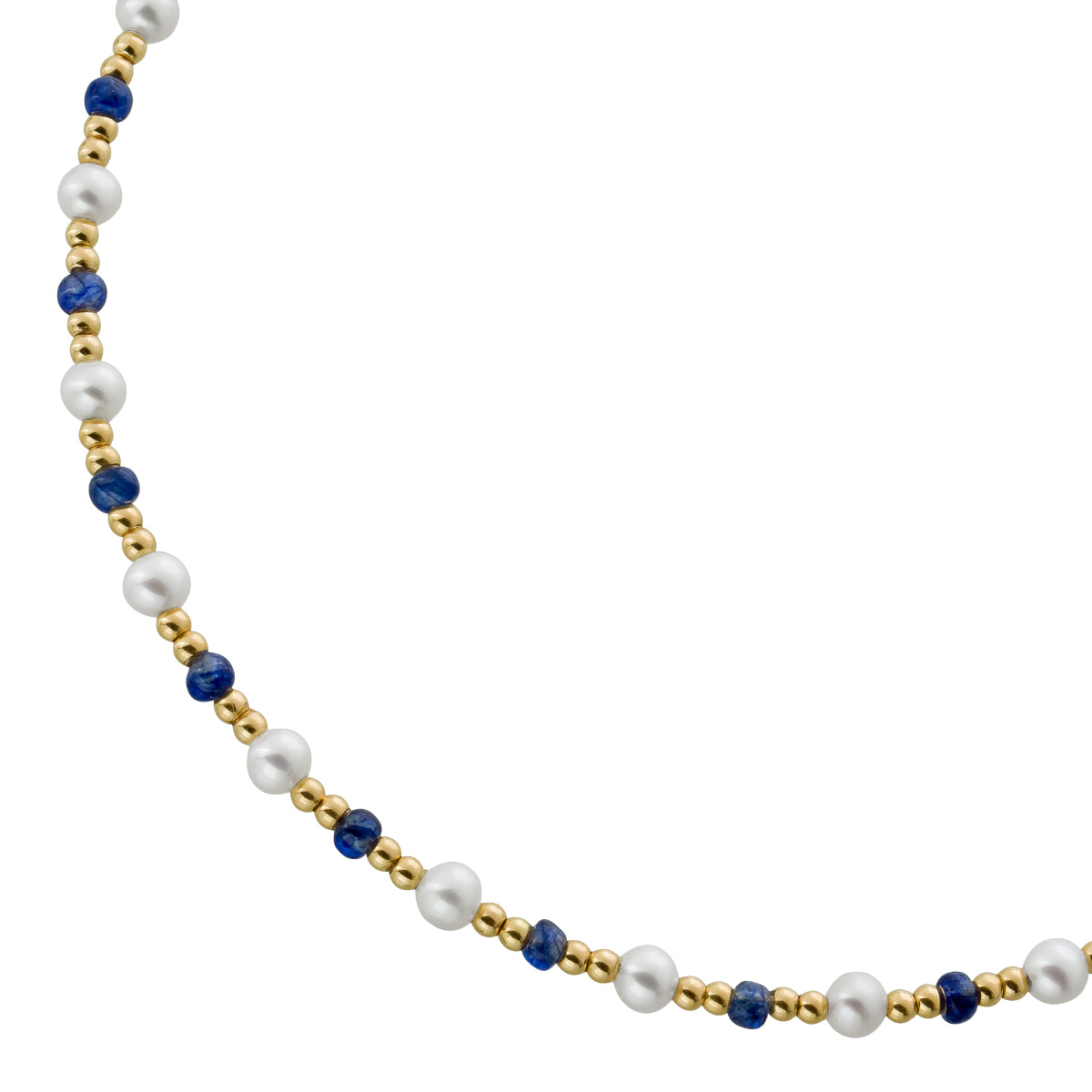 Perlen Halsreif Gold 585 14K blaue Natur Saphire Süßwasserperlen 45