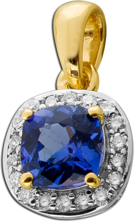 Tansanit Anhänger Gold 375 9K Natur Edelstein Labor Diamanten 0.10ct
