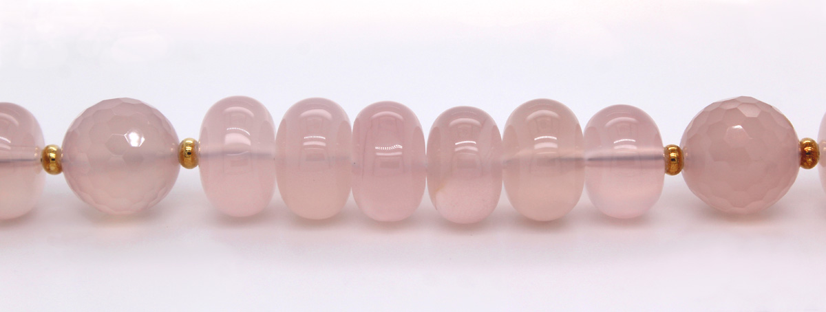 Chalcedony Chain Yellow Gold Plated Rose Natural Gemstone Beads 43