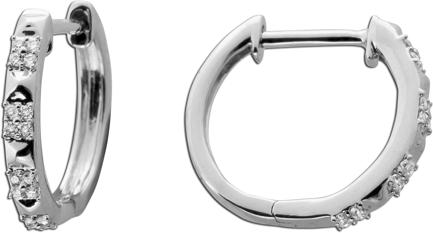 Diamant Creolen Weißgold 375 9K Lab Grown Diamanten 0.10ct