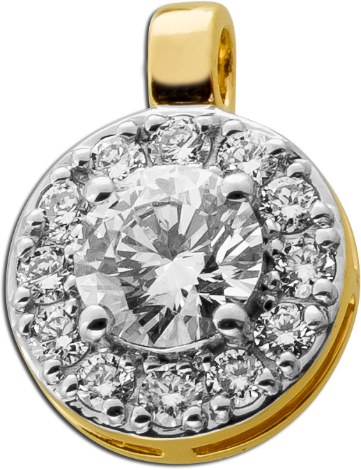 Halo Diamant Anhänger Halo Gold 375 9K Labor Diamanten 0.70