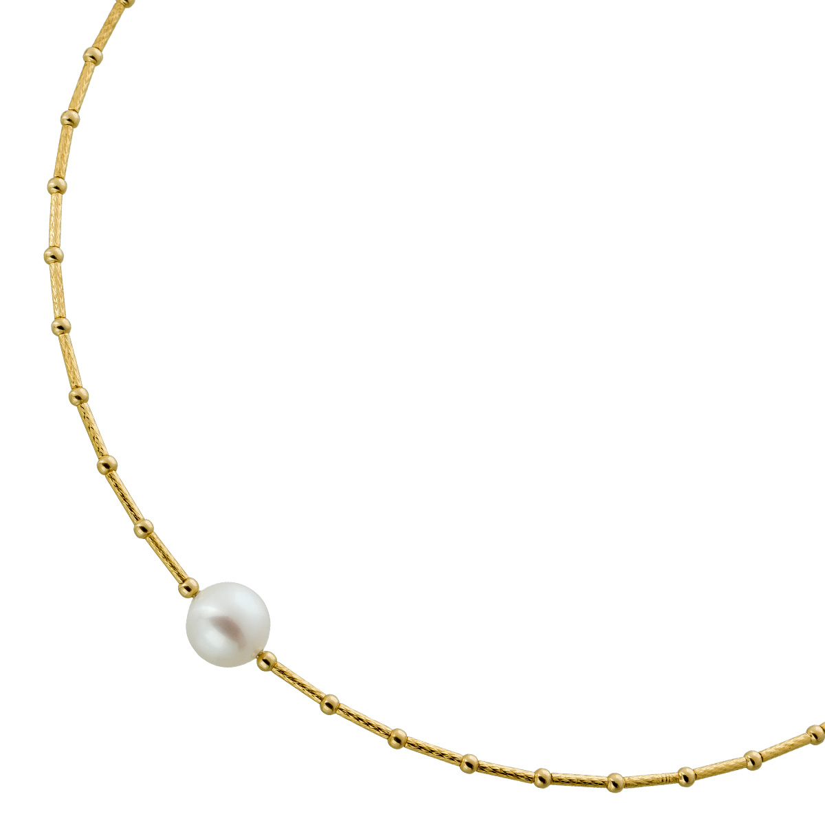 Perlen Halsreif Gelbgold 585 14K Süßwasser Zuchtperlen 45