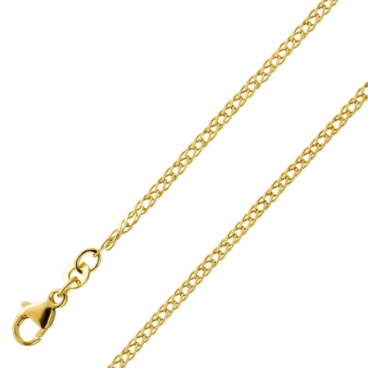 Doppelpanzerkette 2,1mm Gelbgold 585 14 K massiv poliert Cuban Link 45