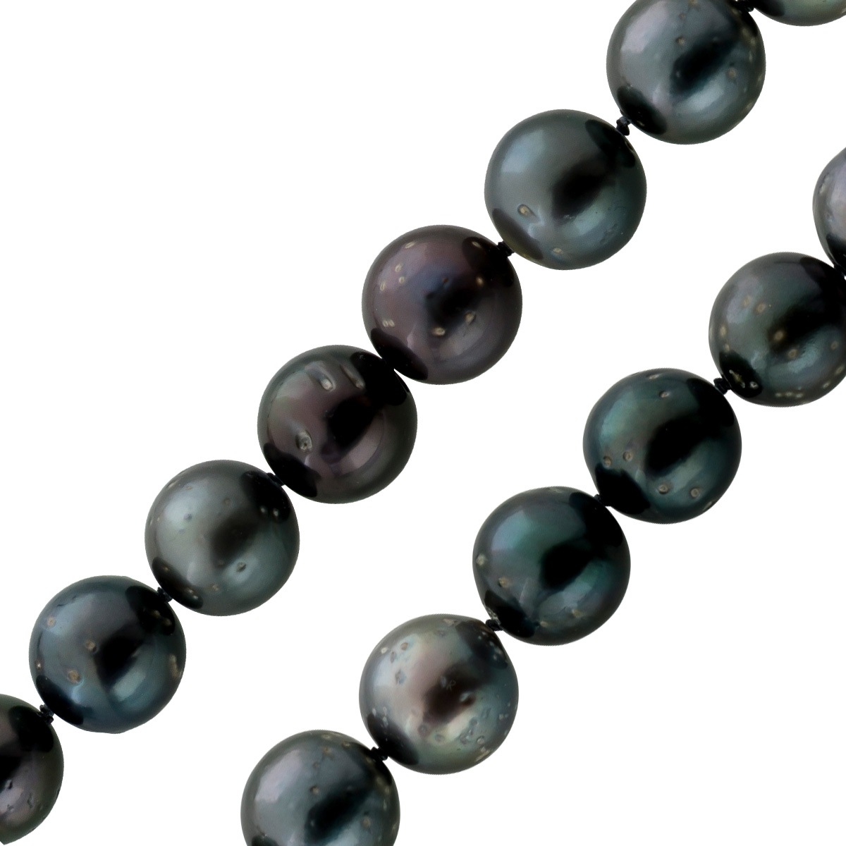 Tahiti Perlenkette 46cm 12-10mm anthrazit schwarz Silber 925 46