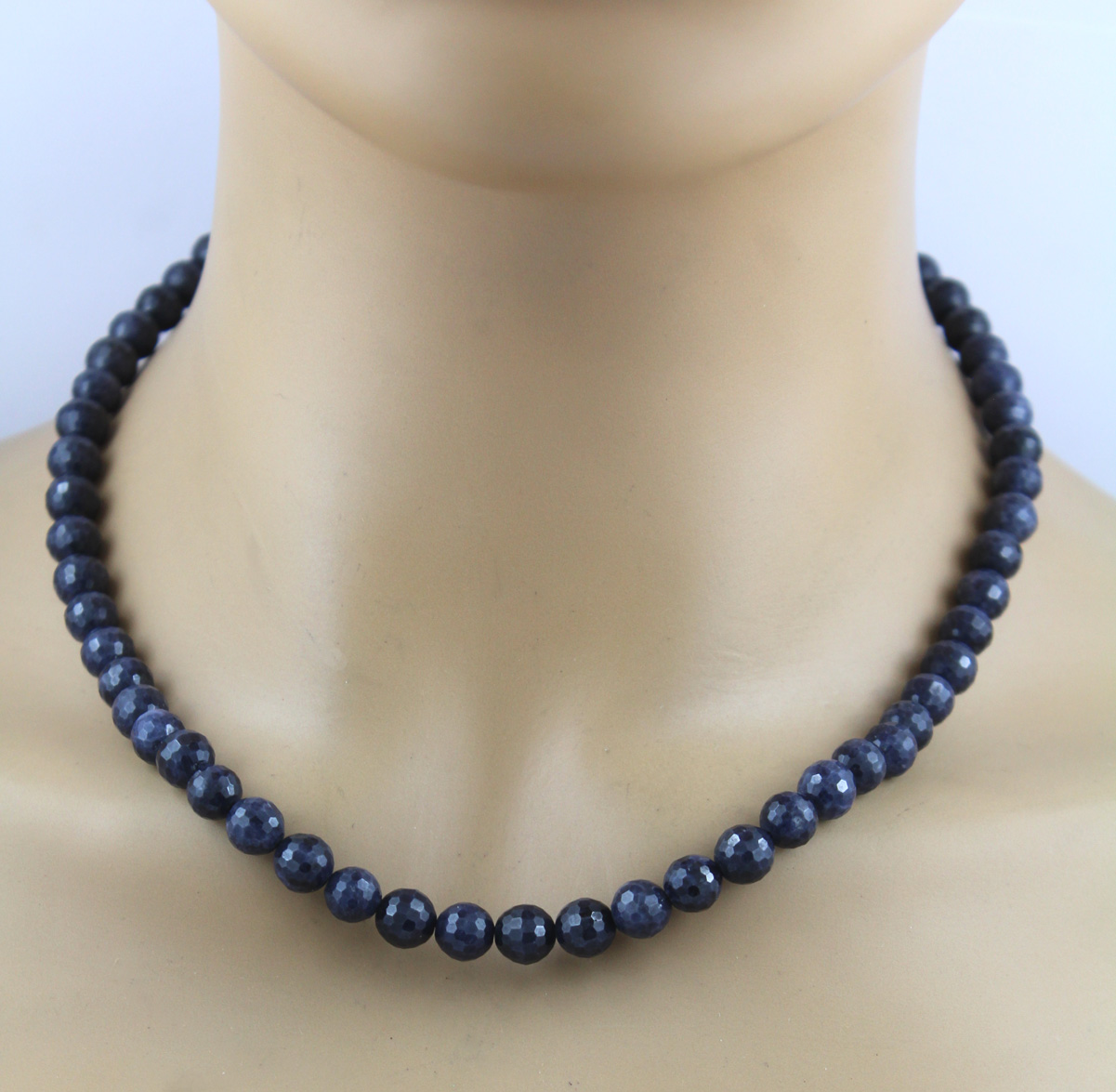 Saphirkette blaue Saphire. 8mm 47cm 8mm 47