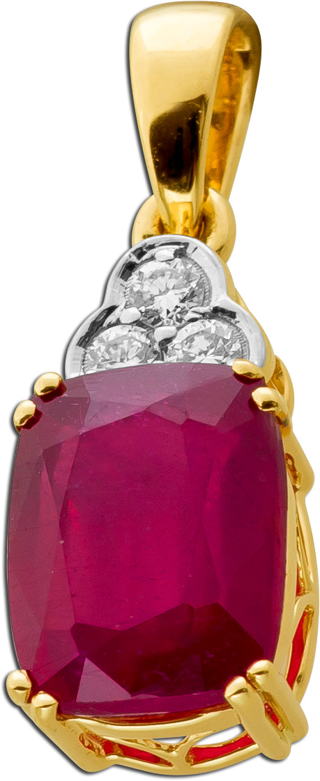 Rubin Anhänger Gold 585 14K roter Edelstein Lab Grown Diamanten