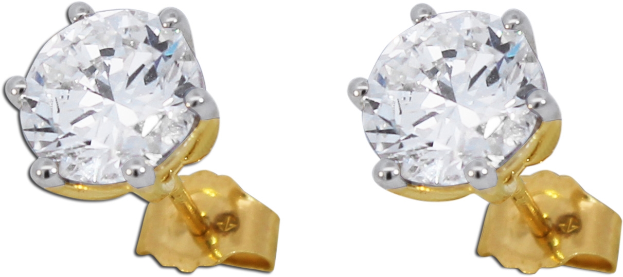Solitär Ohrstecker 2.0ct F VSI Gelbgold 585 14K Lab Grown Diamanten