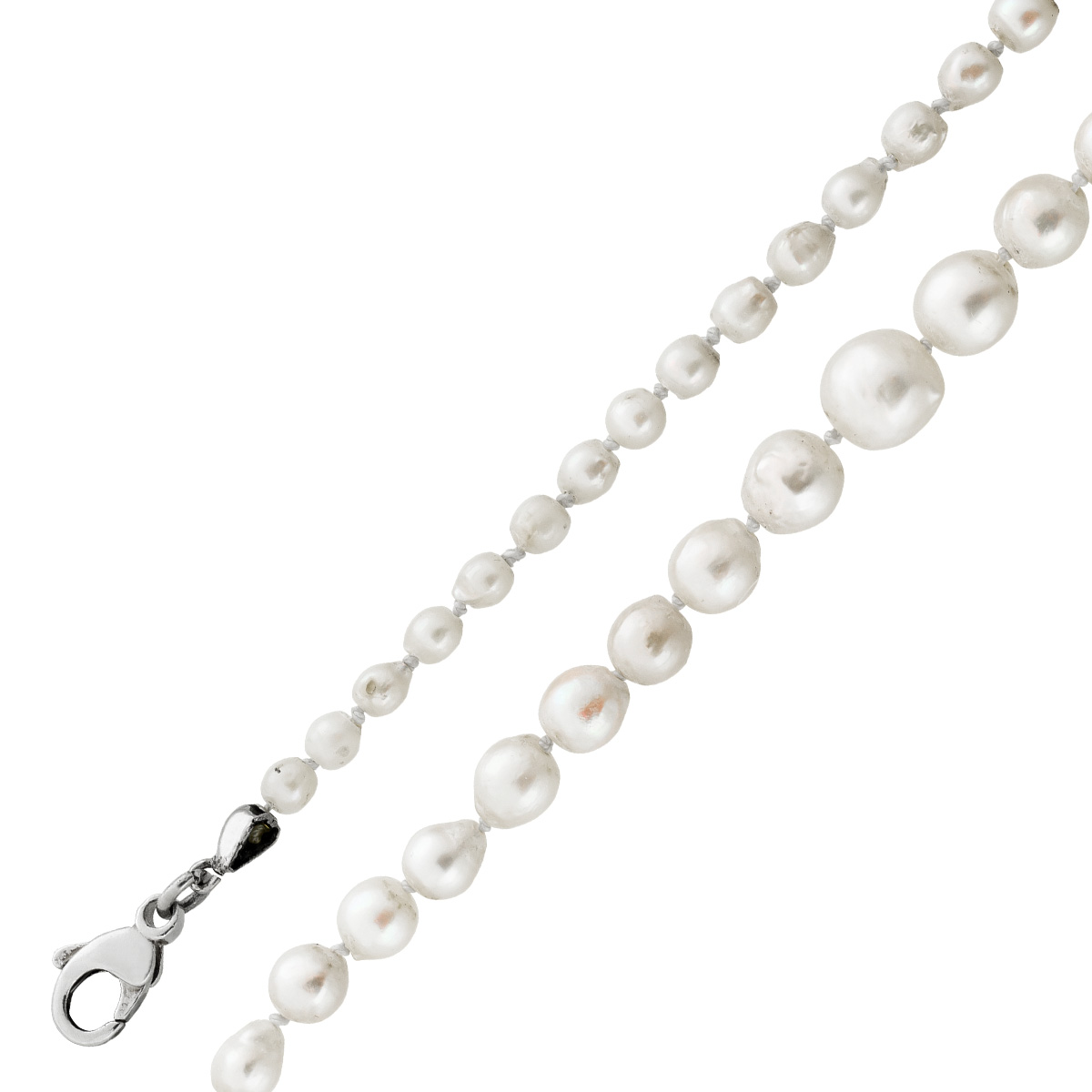 Perlenkette japanische Akoyaperlen 3.3-7.5mm Silber 925 47 Perlenkette japanische Akoyaperlen 3.3-7.5mm Silber 925 47