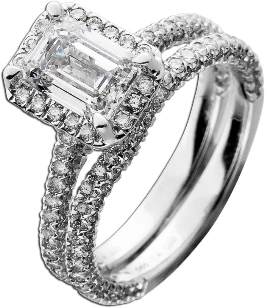 Diamantring Set 3.0ct Weissgold 585 14K Lab Grown Brillanten Vorsteckring IGI 17