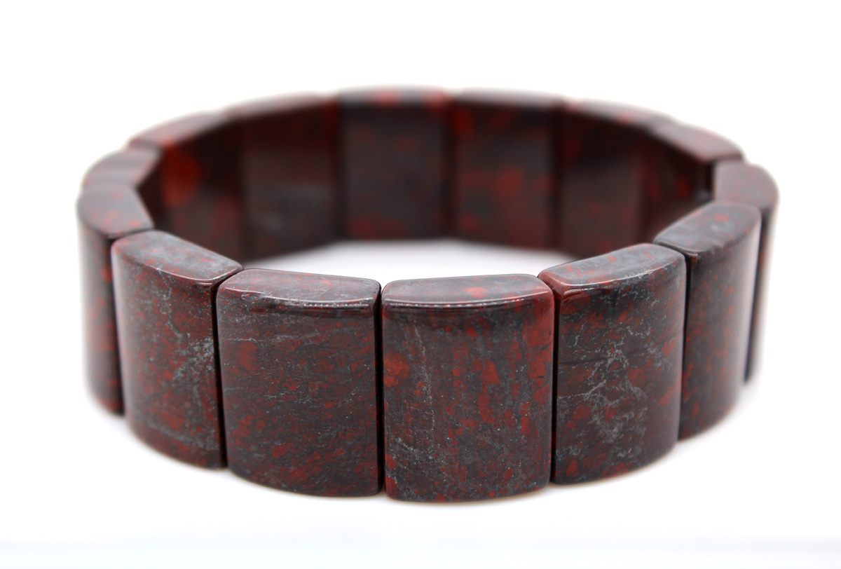 Bloodstone Bracelet Flexible Wine Red Black Gemstones 22