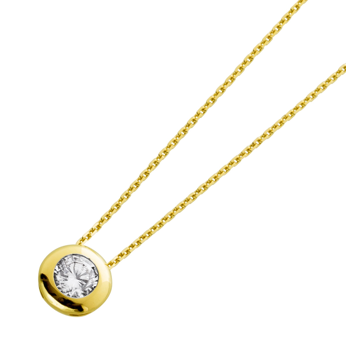 Solitaire Collier Yellow Gold 333 8K White Zirconia Stone 43
