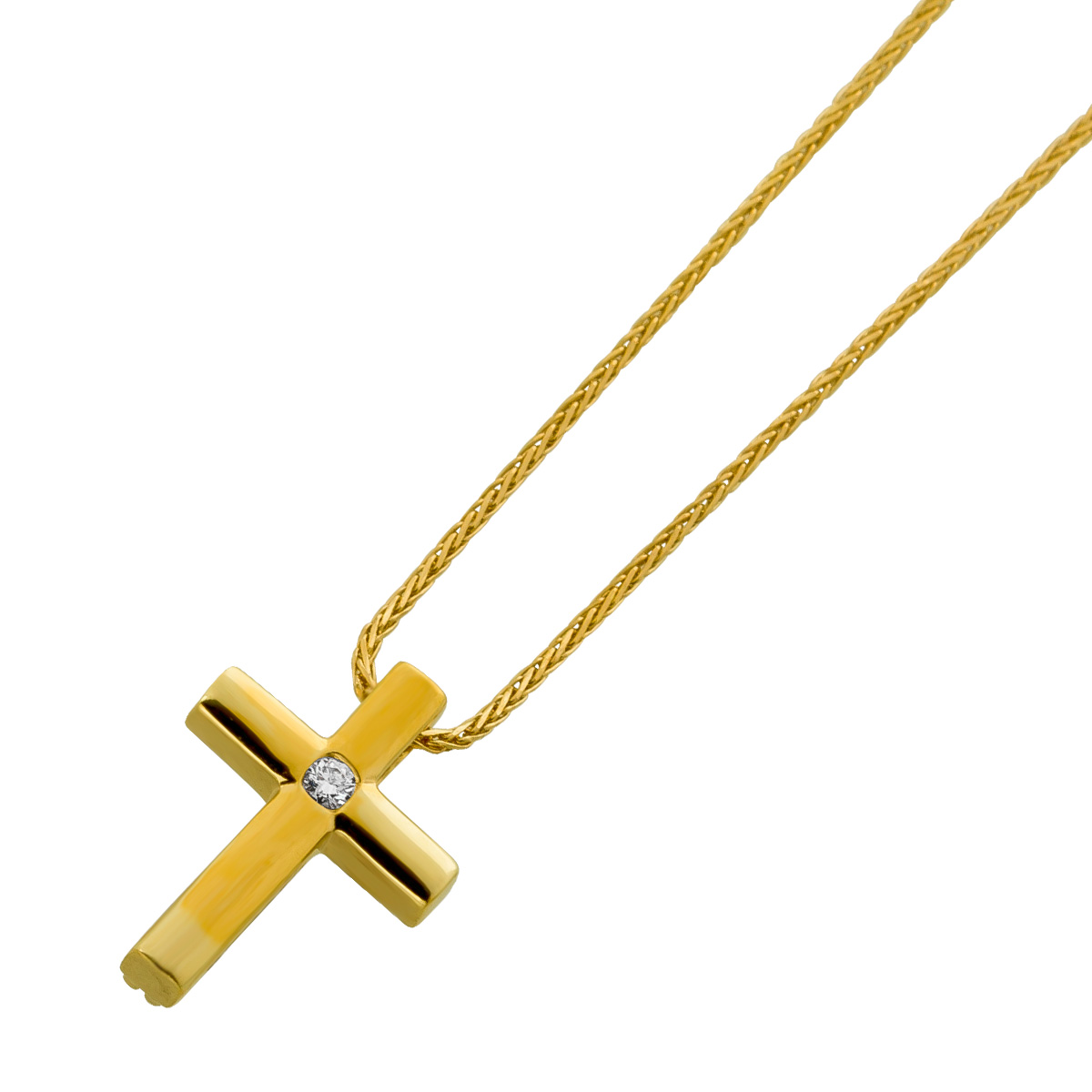 Fuchsschwanzkette Kreuzanhänger 12 Diamanten 0.20ct TCR LP 44 Fuchsschwanzkette Kreuzanhänger 12 Diamanten 0.20ct TCR LP 44