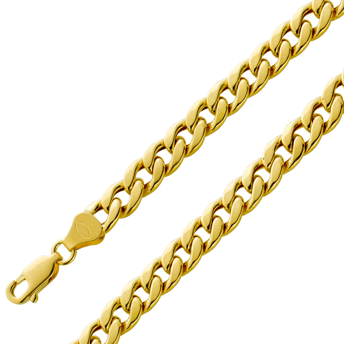 Rundpanzerkette 5,6mm Gelbgold 585 14 K halbmassiv poliert Cuban Link 45
