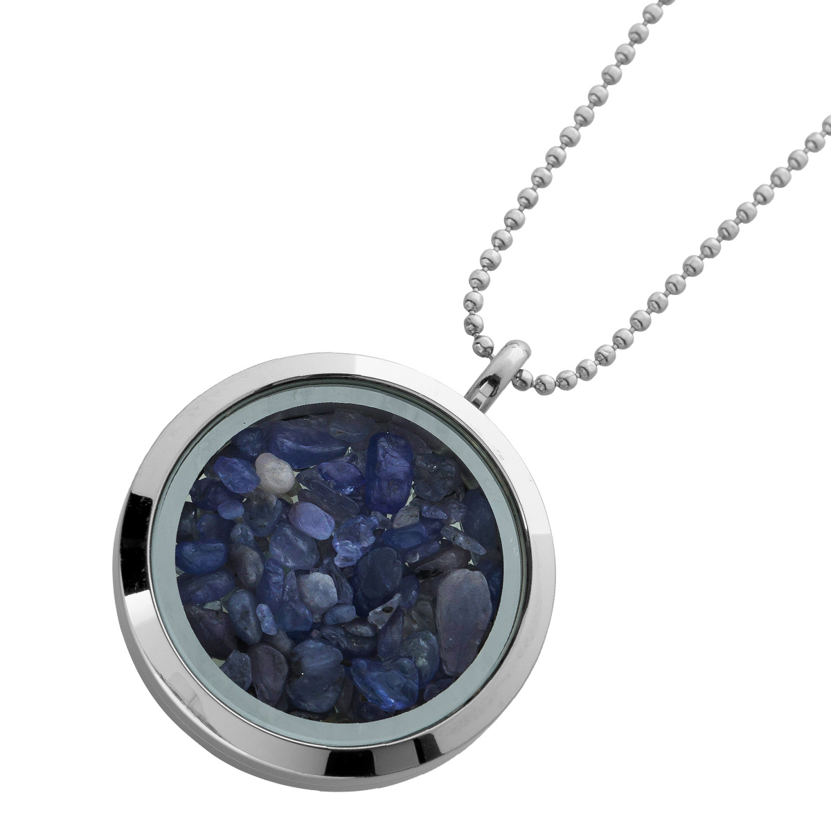 Tanzanite Collier blue natural gemstones 13.0ct glass medallion 45