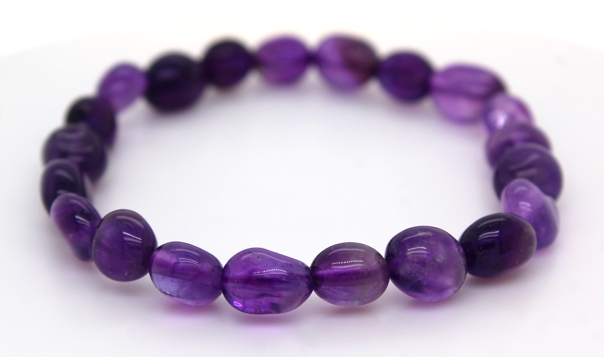 Amethyst Bracelet Purple Nugget Raw Stones 10-8mm 20