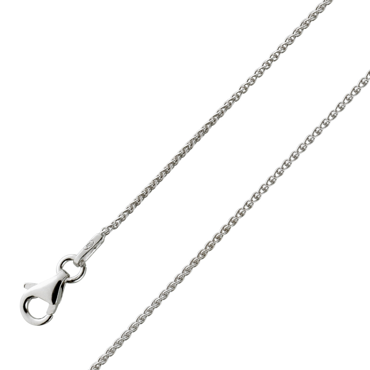 Zopfkette 1,1mm Spiga Kette Silber 925 rhodiniert 45 Zopfkette 1,1mm Spiga Kette Silber 925 rhodiniert 45