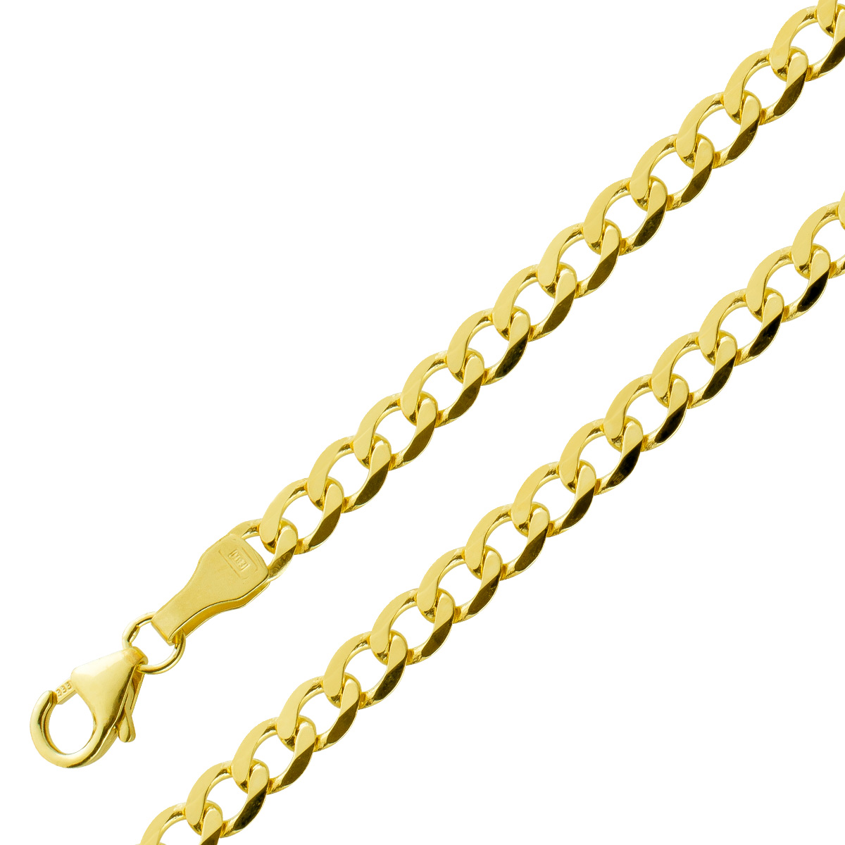 Panzerkette 3,9mm Gelbgold 333 8 Karat massiv Cuban Link Chain 45
