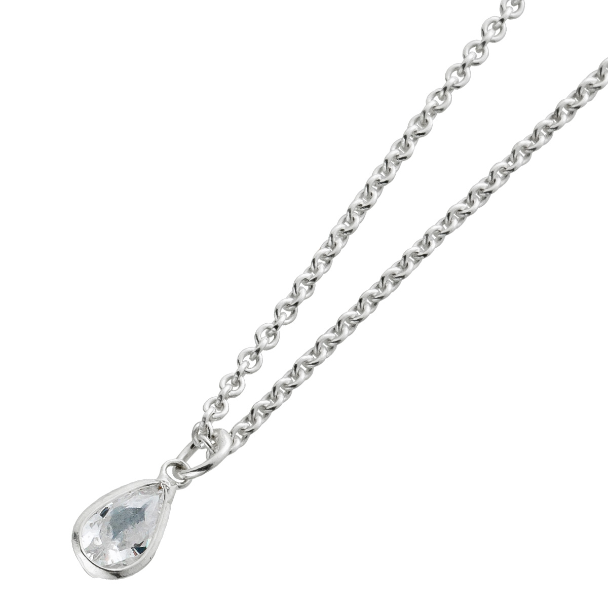 Ankerkette Anhänger Silber 925 weisser Solitär Zirkonia 38