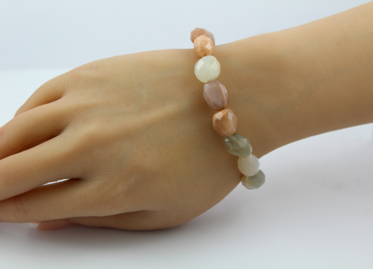 Moonstone Bracelet White Orange Nuggets 10-3mm 19