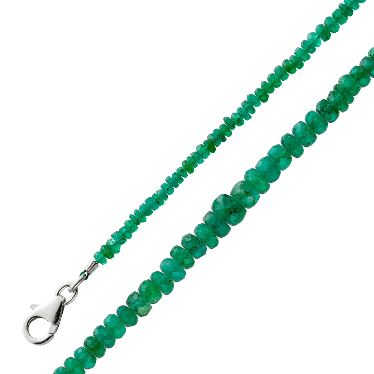 Edelsteinkette Smaragdkette 45cm facettiert grün Smaragd 2,5-6mm Silber Karabiner 45 Edelsteinkette Smaragdkette 45cm facettiert grün Smaragd 2,5-6mm Silber Karabiner 45