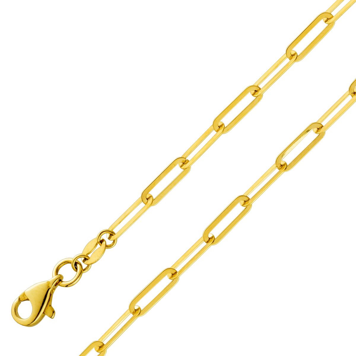 Paperclipkette 2,7mm Armband Gelbgold 333 8 Karat halbmassiv 45 Paperclipkette 2,7mm Armband Gelbgold 333 8 Karat halbmassiv 45